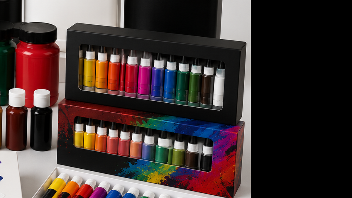 Acrylic paint sets and multi-color retail kits