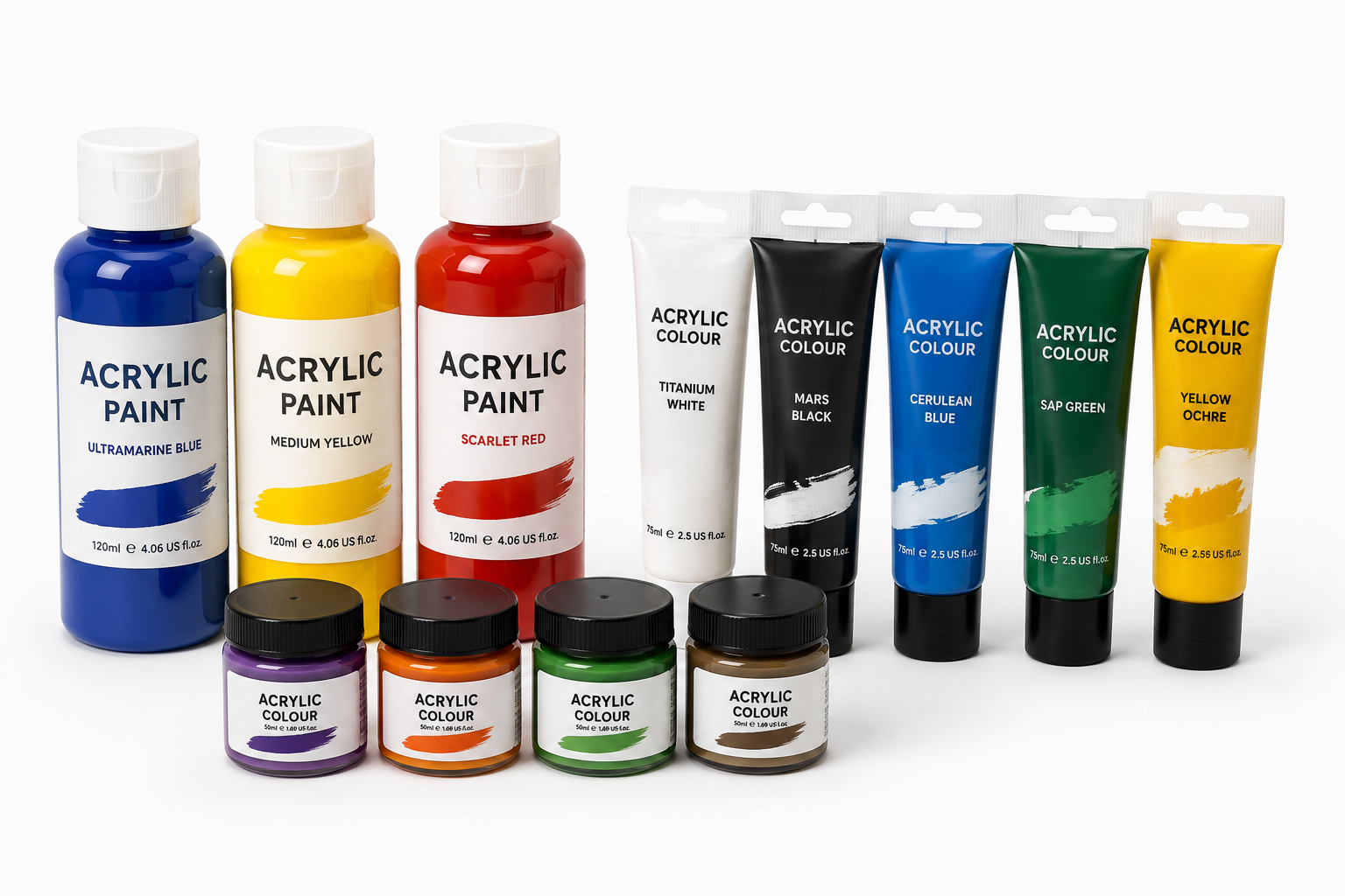 Acrylic paint component for custom painting sets