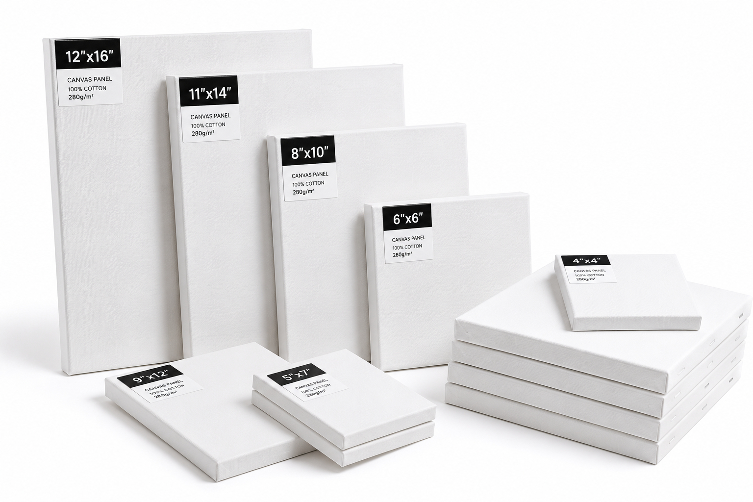 Canvas panels component for retail painting sets