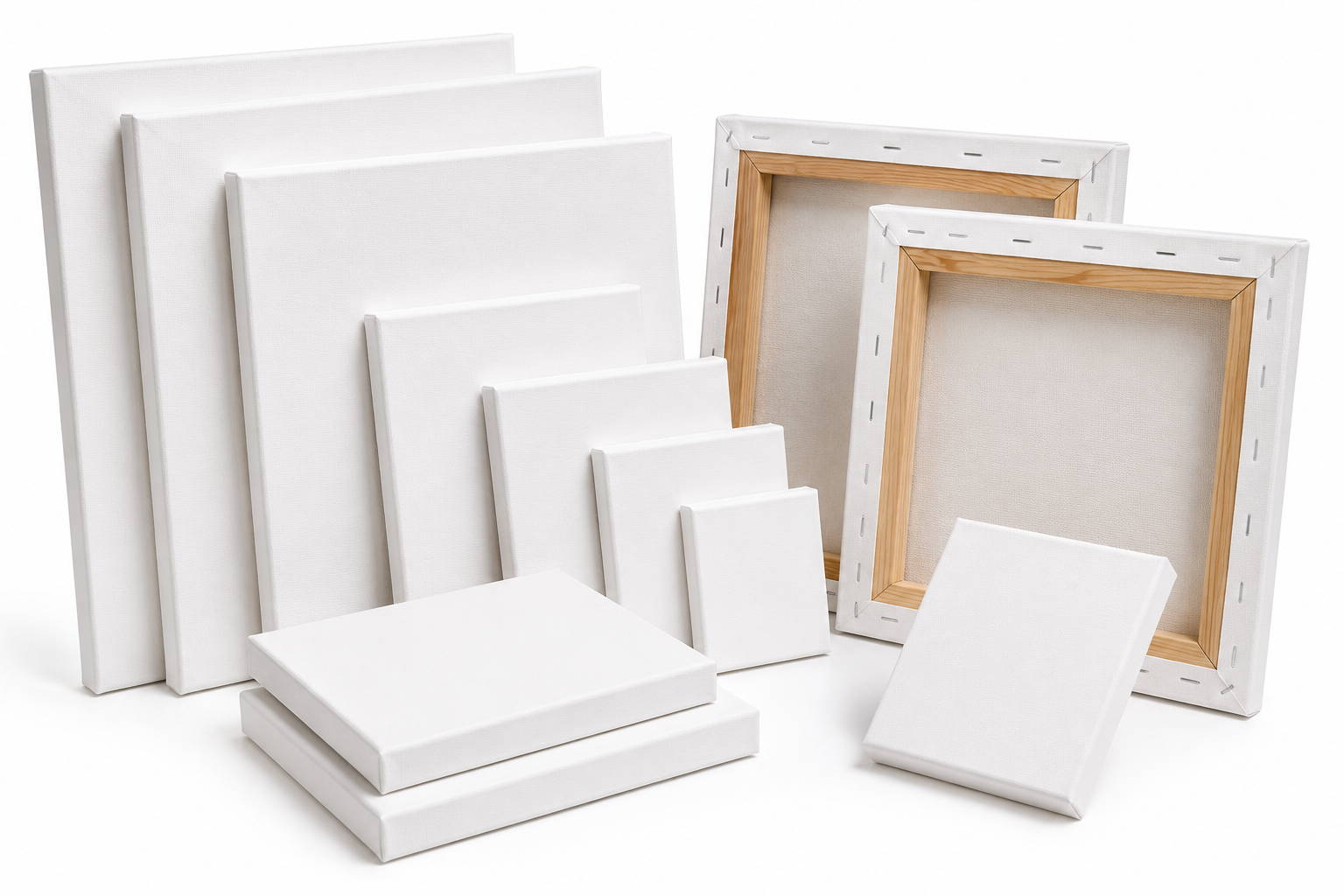 Stretched canvas component for ready to paint sets