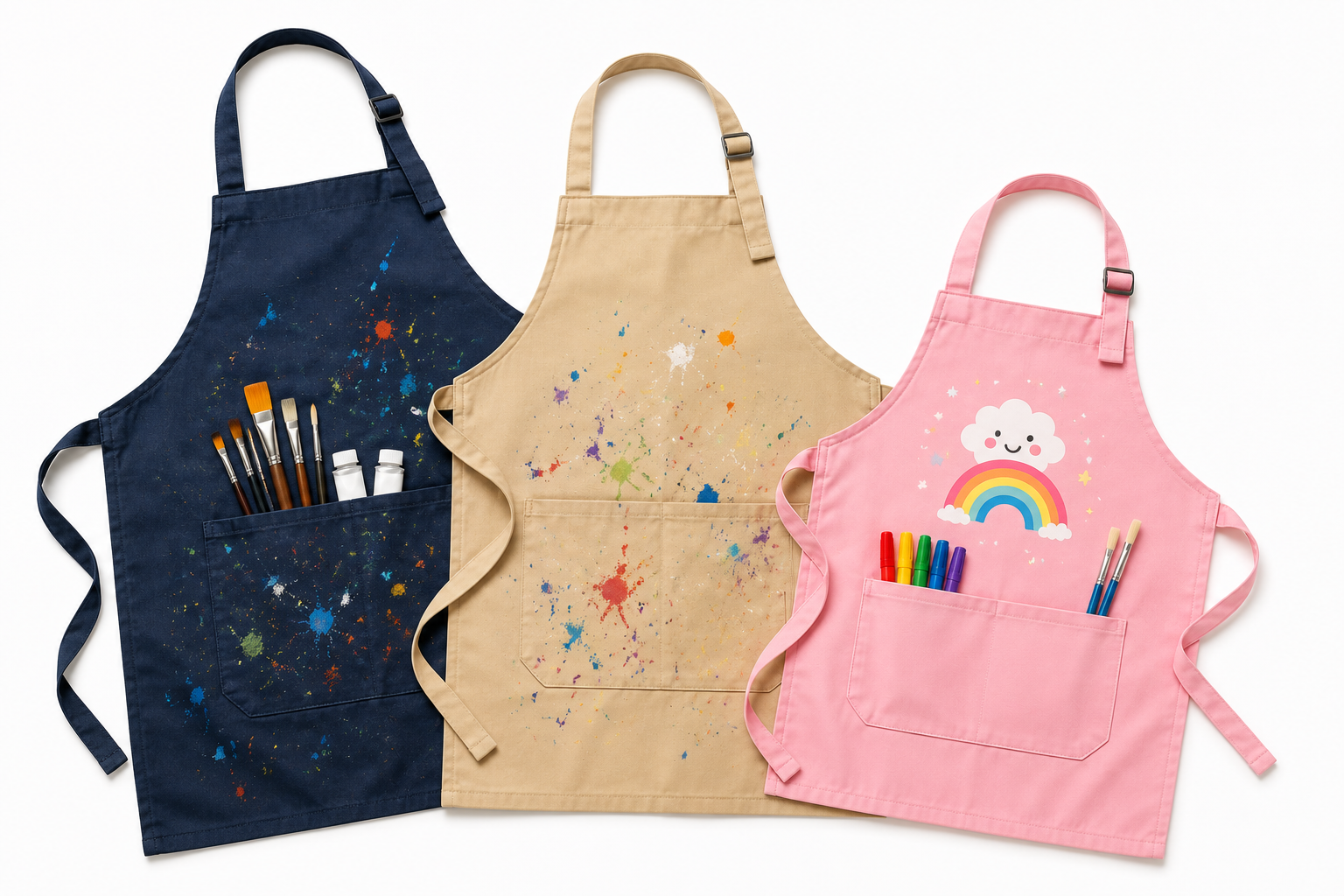 Apron component for kids and education painting sets