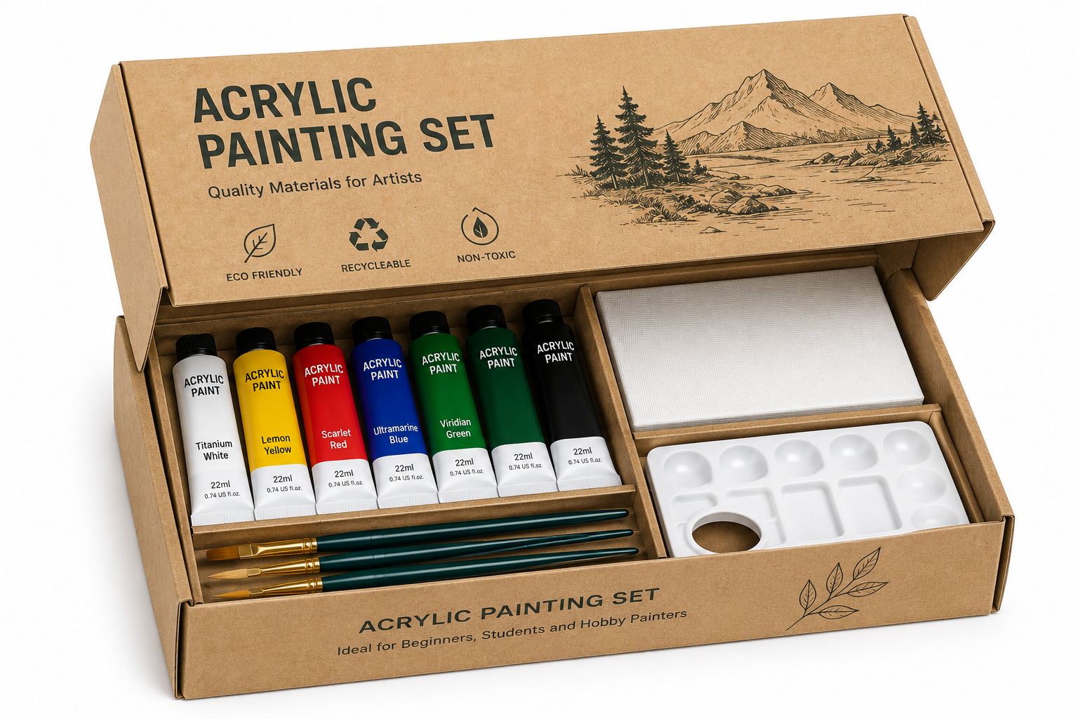 Kraft box packaging option for painting set programs