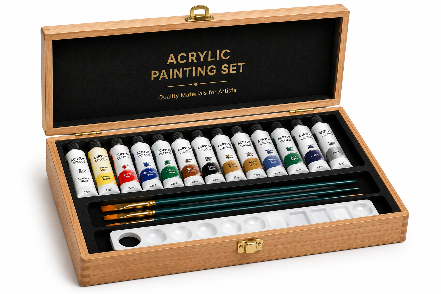 Wooden box packaging option for premium painting sets