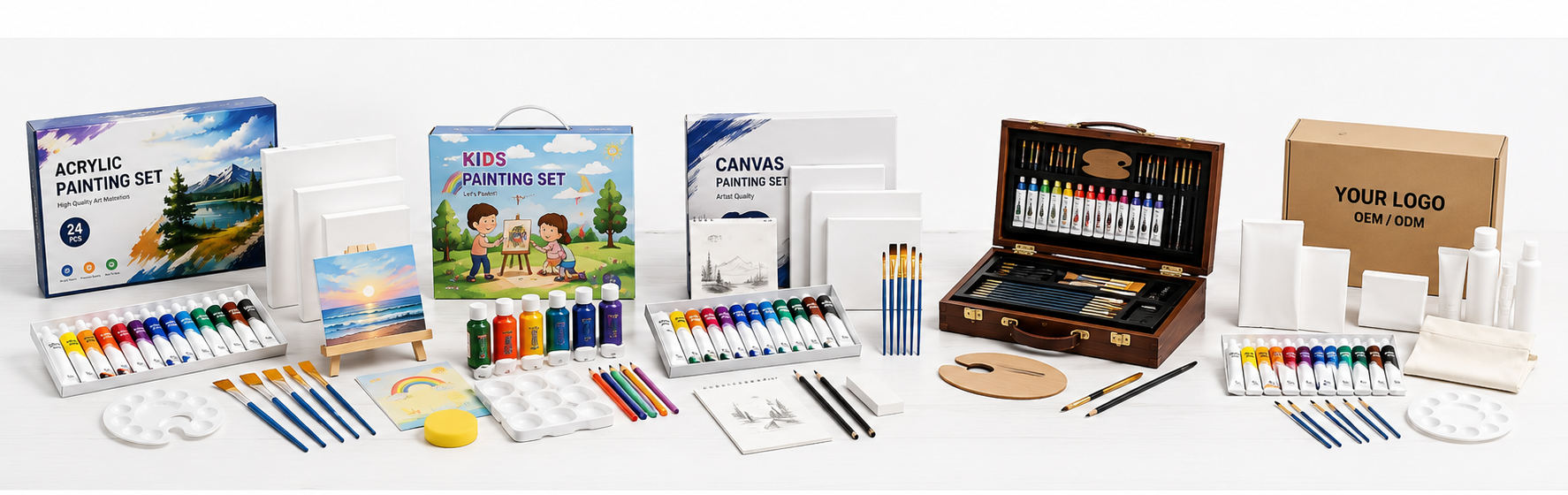 Painting set product type overview for retail education and private label programs
