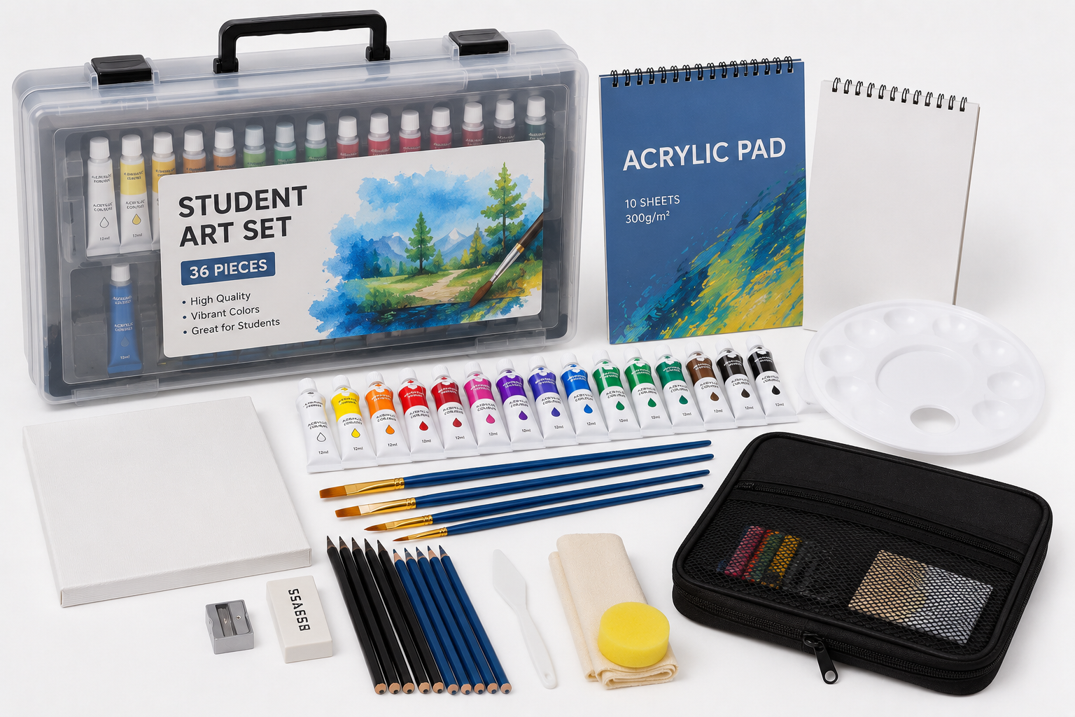 Student art set for classroom and school painting programs