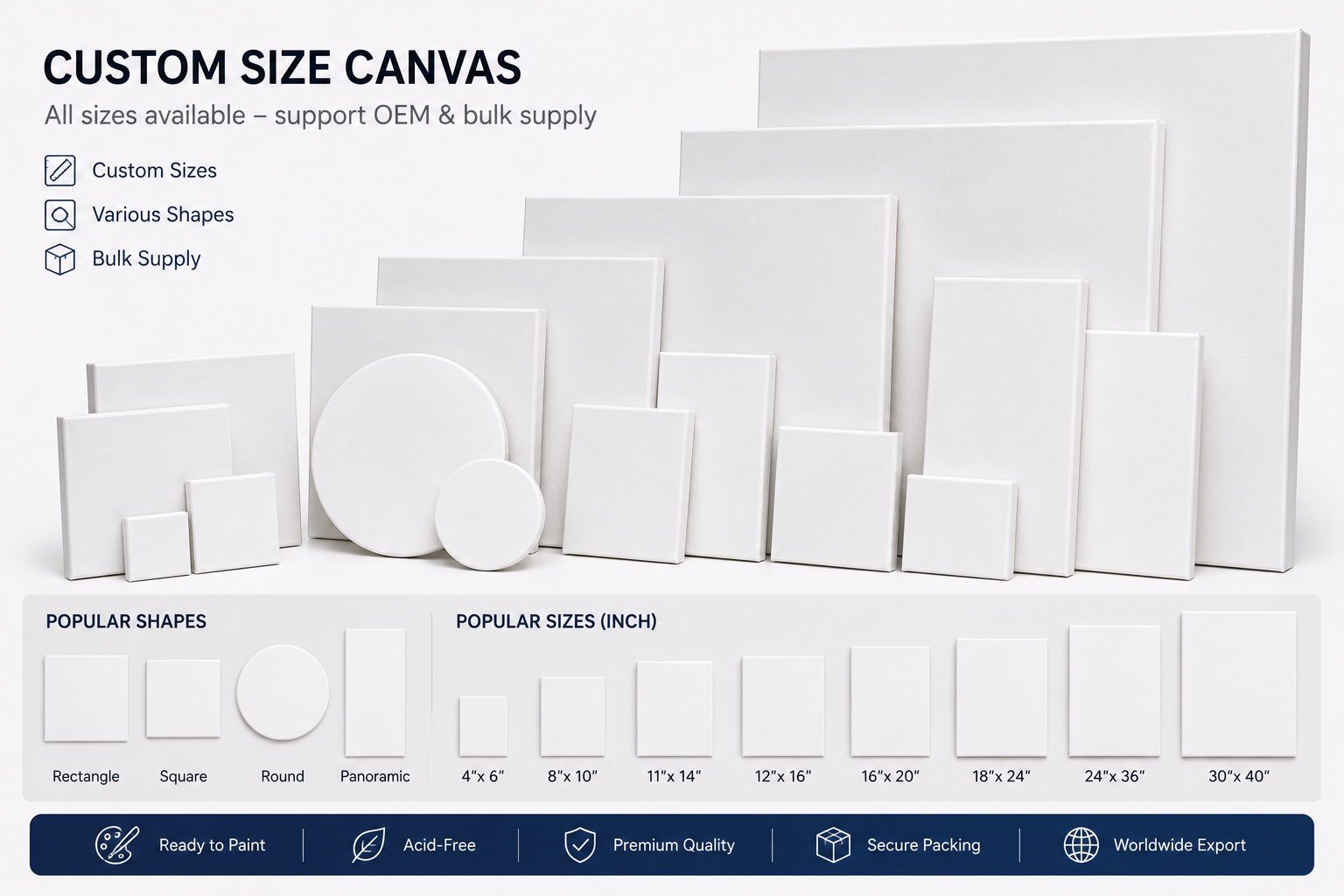 Custom size stretched canvas for distributor and project sourcing