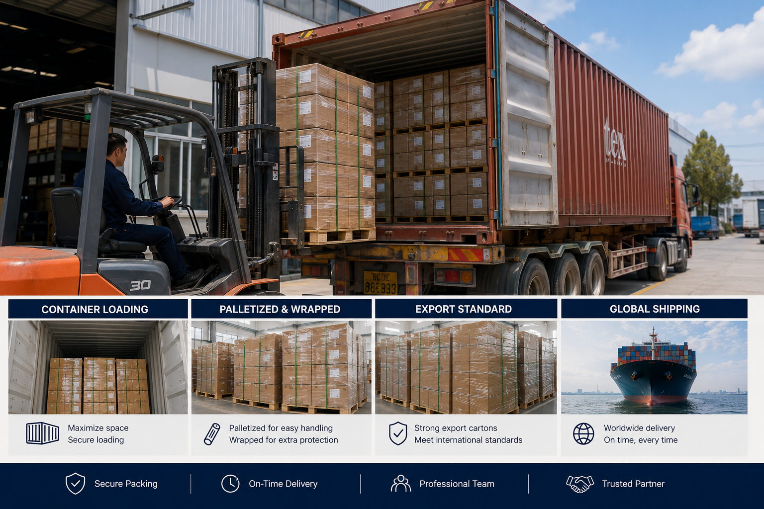Stretched canvas products prepared for export