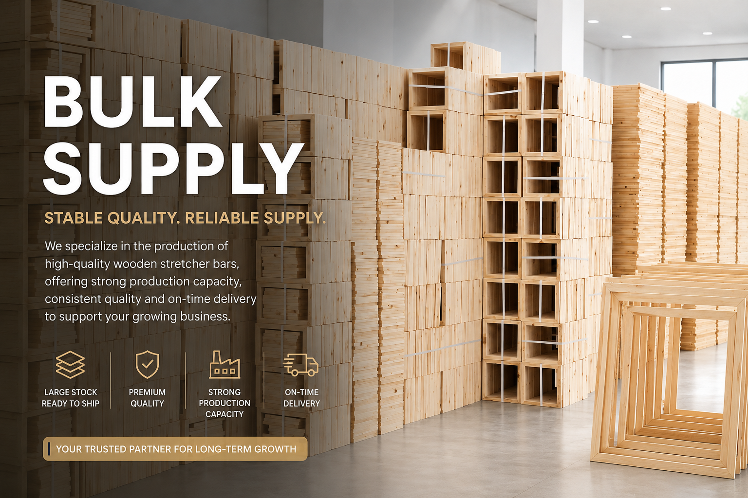 Wooden stretcher bars bulk supply banner for canvas manufacturers